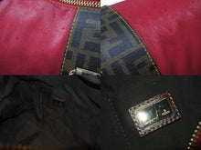 画像をギャラリービューアに読み込む, FENDI フェンディ ズッカ柄 ズッキーノ ロゴ ハンドバッグ コットン レザー ブラウン ベージュ ピンク ゴールド金具 美品 中古 4b004299