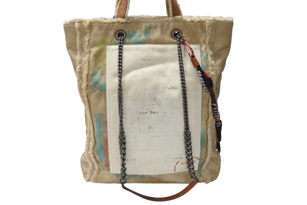 CHANEL シャネル グラフィティ ブリコラージュ トートバッグ 19番台 3WAY ココマーク キャンバス ベージュ 美品 中古 4b004301