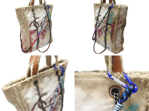 CHANEL シャネル グラフィティ ブリコラージュ トートバッグ 19番台 3WAY ココマーク キャンバス ベージュ 美品 中古 4b004301