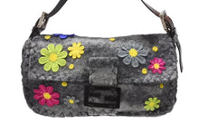 画像をギャラリービューアに読み込む, FENDI フェンディ ワンショルダーバッグ マンマバケット フラワー フェルト レザー グレー マルチカラー 美品 中古 4b004304