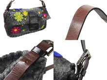 画像をギャラリービューアに読み込む, FENDI フェンディ ワンショルダーバッグ マンマバケット フラワー フェルト レザー グレー マルチカラー 美品 中古 4b004304