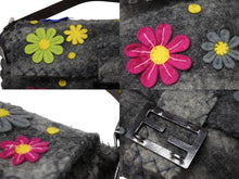 画像をギャラリービューアに読み込む, FENDI フェンディ ワンショルダーバッグ マンマバケット フラワー フェルト レザー グレー マルチカラー 美品 中古 4b004304