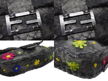 画像をギャラリービューアに読み込む, FENDI フェンディ ワンショルダーバッグ マンマバケット フラワー フェルト レザー グレー マルチカラー 美品 中古 4b004304