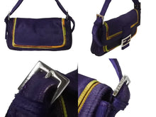 画像をギャラリービューアに読み込む, FENDI フェンディ マンマバケット ハラコ ワンショルダーバッグ パープル シルバー金具 イタリア製 美品 中古 4b004305