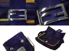 画像をギャラリービューアに読み込む, FENDI フェンディ マンマバケット ハラコ ワンショルダーバッグ パープル シルバー金具 イタリア製 美品 中古 4b004305