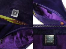 画像をギャラリービューアに読み込む, FENDI フェンディ マンマバケット ハラコ ワンショルダーバッグ パープル シルバー金具 イタリア製 美品 中古 4b004305