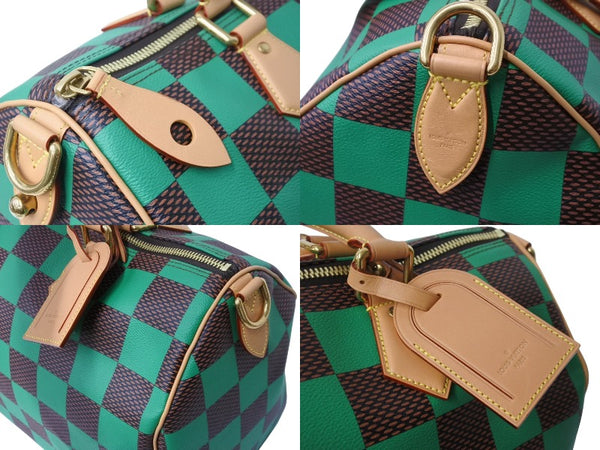 極美品 LOUIS VUITTON ルイヴィトン スピーディ バンドリエール40 ハンドバッグ N40579 ダミエ ポップ グリーン 中古 4b004306