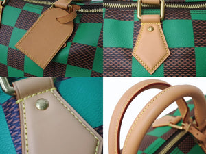 極美品 LOUIS VUITTON ルイヴィトン スピーディ バンドリエール40 ハンドバッグ N40579 ダミエ ポップ グリーン 中古 4b004306