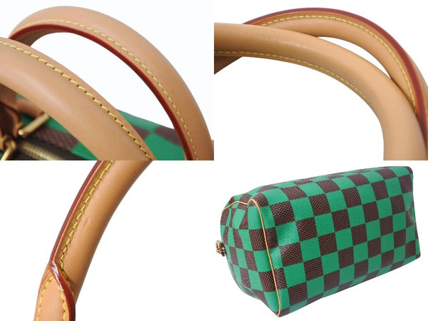 極美品 LOUIS VUITTON ルイヴィトン スピーディ バンドリエール40 ハンドバッグ N40579 ダミエ ポップ グリーン 中古 4b004306