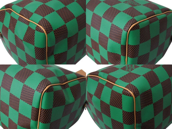 極美品 LOUIS VUITTON ルイヴィトン スピーディ バンドリエール40 ハンドバッグ N40579 ダミエ ポップ グリーン 中古 4b004306