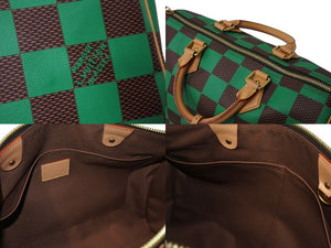 極美品 LOUIS VUITTON ルイヴィトン スピーディ バンドリエール40 ハンドバッグ N40579 ダミエ ポップ グリーン 中古 4b004306