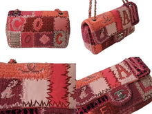 Load image into Gallery viewer, 極美品 CHANEL シャネル パッチワーク Sフラップ Wチェーンショルダーバッグ A65468 23番台 ココマーク ツイード レザー ピンク 中古 4b004310