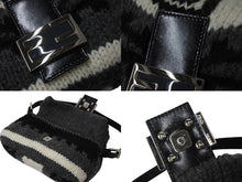 画像をギャラリービューアに読み込む, 極美品 FENDI フェンディ マンマバケット ウール ワンショルダーバッグ 16160590992 グレー ブラック ホワイト シルバー金具 中古 4b004311
