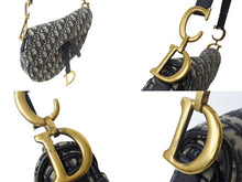 画像をギャラリービューアに読み込む, CHRISTIAN DIOR クリスチャンディオール トロッター サドルバッグ ワンショルダーバッグ ジャガード 05-RU-0179 ネイビー 美品 中古 4b004312