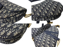 画像をギャラリービューアに読み込む, CHRISTIAN DIOR クリスチャンディオール トロッター サドルバッグ ワンショルダーバッグ ジャガード 05-RU-0179 ネイビー 美品 中古 4b004312