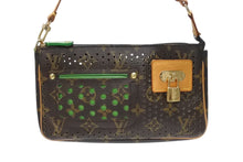 Load image into Gallery viewer, LOUIS VUITTON ルイヴィトン モノグラムペルフォ ポシェット アクセソワール ハンドバッグ ブラウン グリーン M95184 美品 中古 4b004318