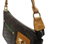 Load image into Gallery viewer, LOUIS VUITTON ルイヴィトン モノグラムペルフォ ポシェット アクセソワール ハンドバッグ ブラウン グリーン M95184 美品 中古 4b004318