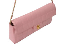 画像をギャラリービューアに読み込む, CHANEL シャネル ココマーク チョコバー チェーンショルダー ピンク レザー ゴールド金具 美品 中古 4b004319