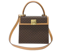 画像をギャラリービューアに読み込む, CELINE セリーヌ ハンドバッグ セリーヌ マカダム 2WAY バッグ ブラウン レザー ゴールド金具 美品 中古 4b004320