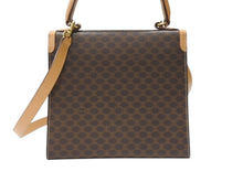 画像をギャラリービューアに読み込む, CELINE セリーヌ ハンドバッグ セリーヌ マカダム 2WAY バッグ ブラウン レザー ゴールド金具 美品 中古 4b004320