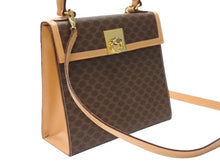 画像をギャラリービューアに読み込む, CELINE セリーヌ ハンドバッグ セリーヌ マカダム 2WAY バッグ ブラウン レザー ゴールド金具 美品 中古 4b004320