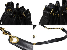 画像をギャラリービューアに読み込む, CHANEL シャネル ココマーク 巾着 斜め掛け チェーンショルダーバッグ 2番台 ラムスキン ブラック ゴールド金具 美品 中古 4b004321