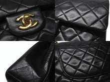 Load image into Gallery viewer, CHANEL シャネル マトラッセ23 Wフラップ Wチェーンショルダーバッグ 5番台 ラムスキン ココマーク ブラック ゴールド金具 美品 中古 4b004323