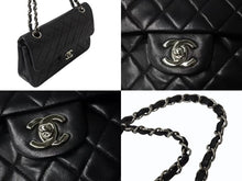 Load image into Gallery viewer, CHANEL シャネル ココマーク チェーンショルダーバッグ Wフラップ 23 6番台 ブラック レザー シルバー金具 美品 中古 4b004324