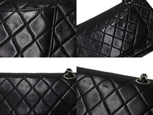 Load image into Gallery viewer, CHANEL シャネル ココマーク チェーンショルダーバッグ Wフラップ 23 6番台 ブラック レザー シルバー金具 美品 中古 4b004324