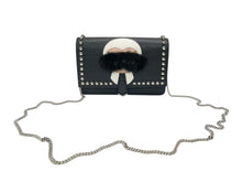 画像をギャラリービューアに読み込む, 極美品 FENDI フェンディ ショルダーバッグ チェーンウォレット カールラガーフェルド 8M0346 レザー ブラック シルバー金具 中古 4b004329