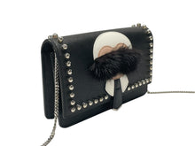 画像をギャラリービューアに読み込む, 極美品 FENDI フェンディ ショルダーバッグ チェーンウォレット カールラガーフェルド 8M0346 レザー ブラック シルバー金具 中古 4b004329