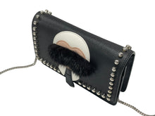 画像をギャラリービューアに読み込む, 極美品 FENDI フェンディ ショルダーバッグ チェーンウォレット カールラガーフェルド 8M0346 レザー ブラック シルバー金具 中古 4b004329