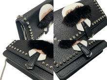 画像をギャラリービューアに読み込む, 極美品 FENDI フェンディ ショルダーバッグ チェーンウォレット カールラガーフェルド 8M0346 レザー ブラック シルバー金具 中古 4b004329