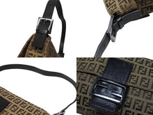 画像をギャラリービューアに読み込む, FENDI フェンディ マンマバケット ワンショルダーバッグ ズッカ柄 イタリア製 ベージュ ブラウン ブラックメタル金具 美品 中古 4b004330