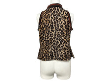 画像をギャラリービューアに読み込む, DOLCE&amp;GABBANA ドルチェアンドガッバーナ ポロシャツ ノースリーブ D＆Gロゴ レオパード ブラウン 美品 中古 4b004362