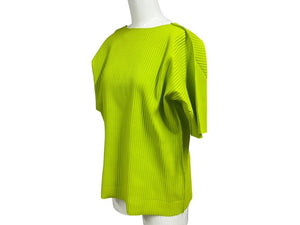 me ISSEY MIYAKE ミー イッセイミヤケ プリーツ カットソー MI92KK616 グリーン ポリエステル 美品 中古 4b004376