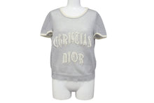 画像をギャラリービューアに読み込む, Christian Dior クリスチャンディオール シアー 半袖カットソー 2A13055070 サイズ40 1947 刺繍デザイン モヘア グレー 美品 中古 4b004396