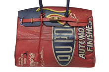 Load image into Gallery viewer, greatLAnd グレートランド ハンドバッグ バーキン型 再構築 レッド ネイビー レザー ゴールド金具 中古 4b004411