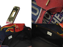 Load image into Gallery viewer, greatLAnd グレートランド ハンドバッグ バーキン型 再構築 レッド ネイビー レザー ゴールド金具 中古 4b004411