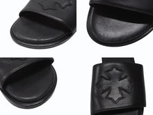 Load image into Gallery viewer, CHROME HEARTS クロムハーツ CH SLIDE CHスライド レザーサンダル サイズ37 CHプラスパッチ ホースシュー ブラック 美品 中古 4b004899