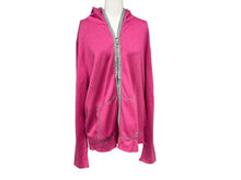 画像をギャラリービューアに読み込む, Lucien Pellat-Finet ルシアンペラフィネ 刺繍 ジップアップ パーカー ピンク グレー コットン サイズM 美品 中古 4b004421