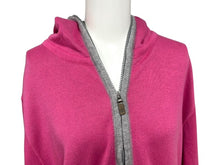 画像をギャラリービューアに読み込む, Lucien Pellat-Finet ルシアンペラフィネ 刺繍 ジップアップ パーカー ピンク グレー コットン サイズM 美品 中古 4b004421