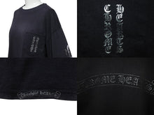 画像をギャラリービューアに読み込む, CHROME HEARTS クロムハーツ オールド 長袖Tシャツ サイズM スクロールラベルロゴ アームロゴ ブラック シルバー 美品 中古 4b004424
