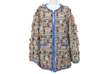 画像をギャラリービューアに読み込む, 極美品 CHANEL シャネル ツイードジャケット ノーカラー 2017SS マルチカラー コットン サイズ48 P56265V4229 中古 4b004428