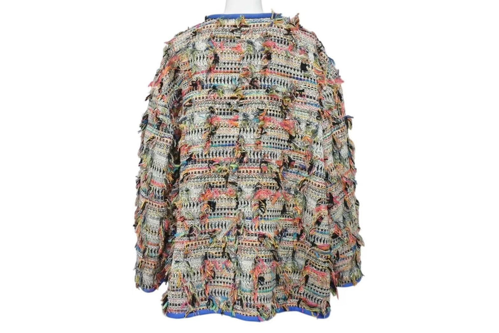 極美品 CHANEL シャネル ツイードジャケット ノーカラー 2017SS マルチカラー コットン サイズ48 P56265V4229 中古 4b004428