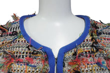 画像をギャラリービューアに読み込む, 極美品 CHANEL シャネル ツイードジャケット ノーカラー 2017SS マルチカラー コットン サイズ48 P56265V4229 中古 4b004428