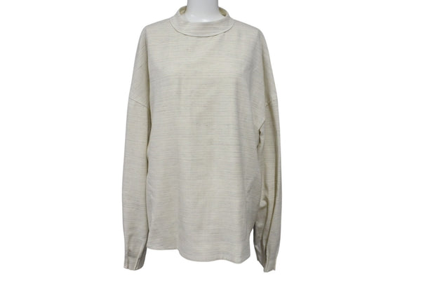 極美品 Christian Dior クリスチャンディオール ノーカラー バックボタンジャケット 393C665A5845 サイズ46 アイボリー 中古 4b004430