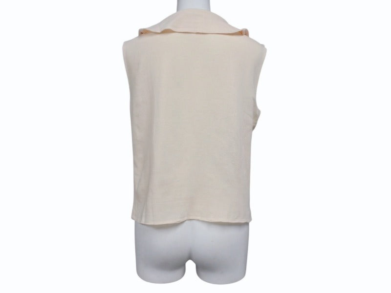 CHANEL Sleeveless Tops P12688V07326 Size 38 Coco Mark Beige Sailor Type Good Condition Used 4b004451
