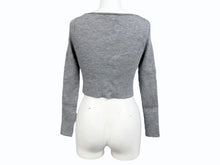 画像をギャラリービューアに読み込む, 極美品 CELINE セリーヌ クロップド カーディガン トップス 2A67S237P サイズXS 刺繍ロゴ ニット グレー 中古 4b004453
