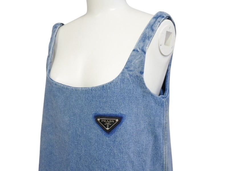 Very good condition PRADA organic denim mini dress GFA122 size 36 triangle logo indigo blue used 4b004454